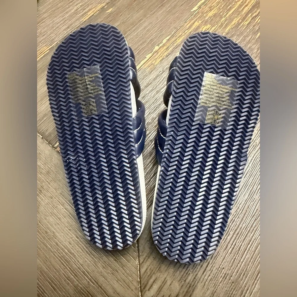 Janie and Jack Navy Blue Cross Strap Pool Slides sandals size 10  NWOT
